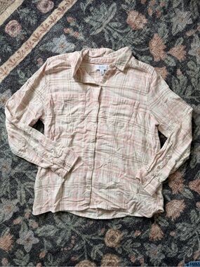 croft & barrow Pink and Cream Plaid Button-Down Shirt